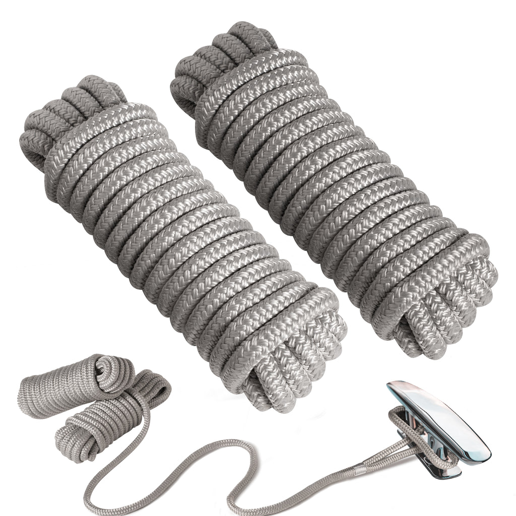 1/2" Double-Braided Nylon Dock Lines, 2-Pack