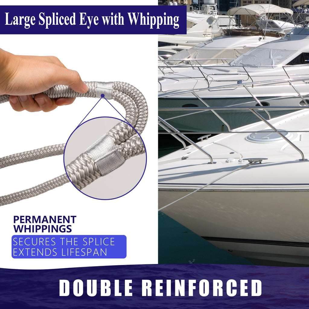 1/2" Double-Braided Nylon Dock Lines, 2-Pack