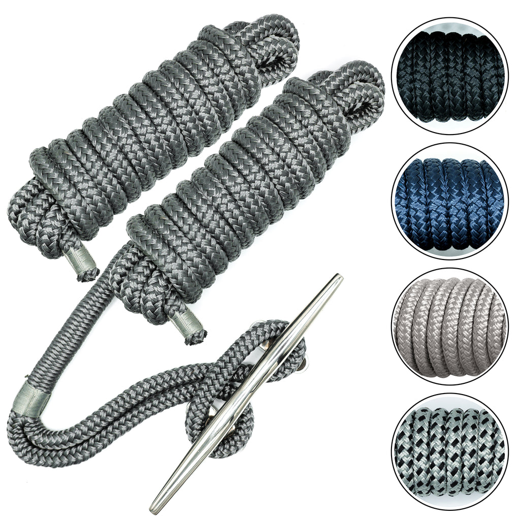 1/2" Double-Braided Nylon Dock Lines, 2-Pack