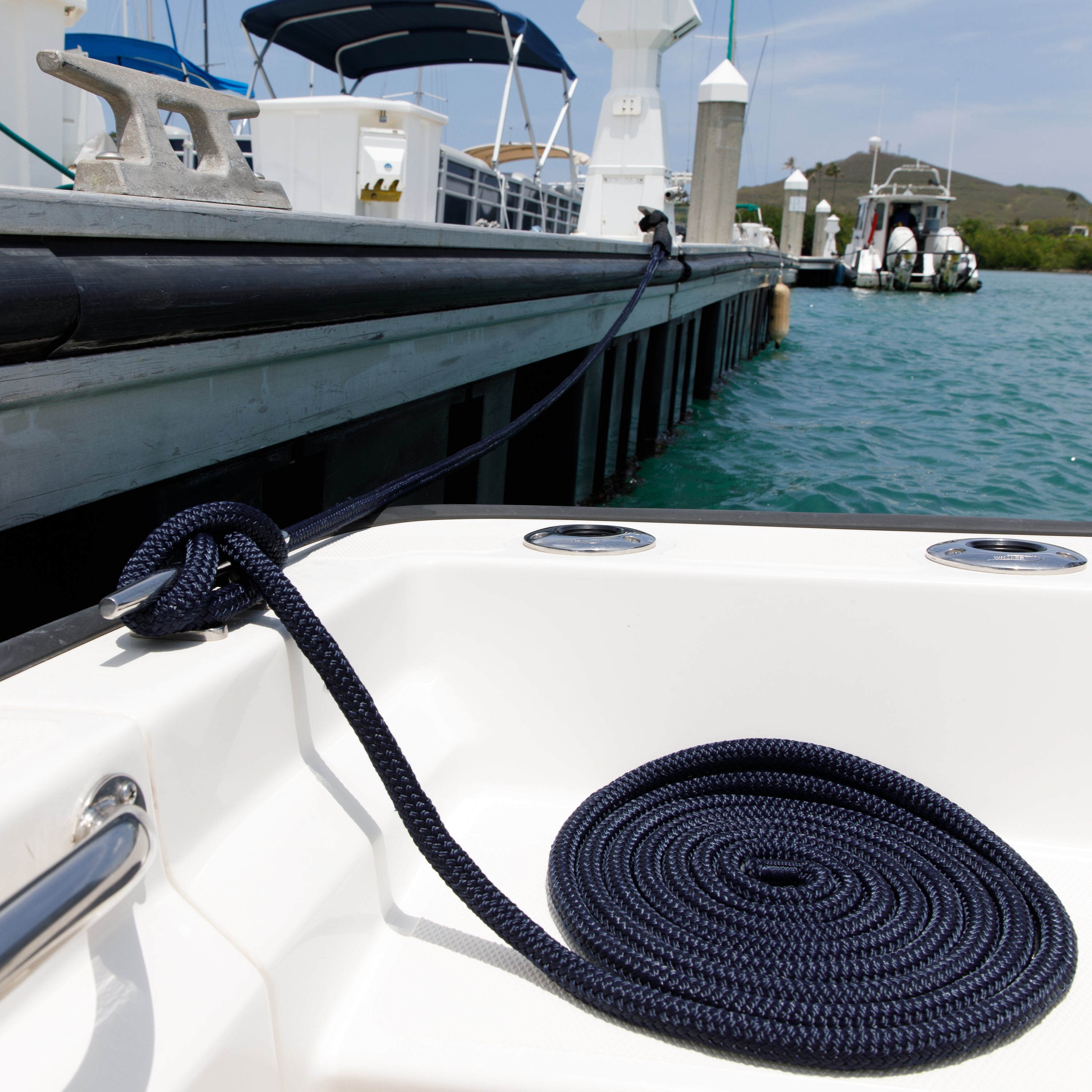 5/8" x 25' Double-Braided Nylon Dock Lines with Chafe Guard, 2-Pack